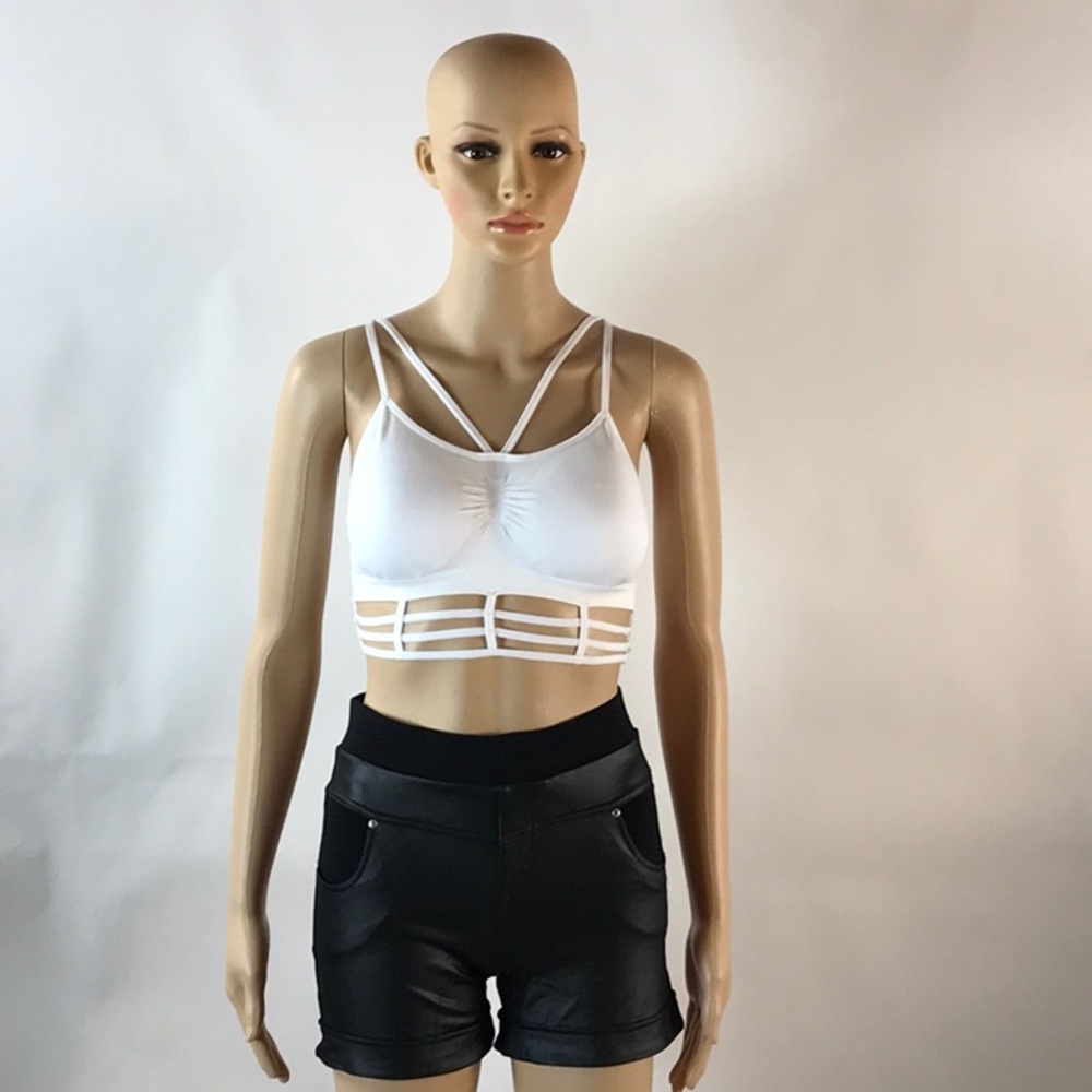 BLACK FAUX LEATHER SHORTS-PRICE FIRM - Picture 3 of 8
